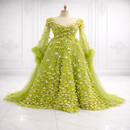 Verdant Bloom Couture Evening Gown